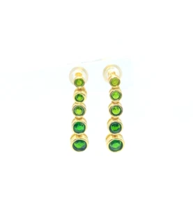 Sterling Silver 925 Chrom Diopside Dangle  Drop Earrings , gold plated gift - Picture 1 of 2