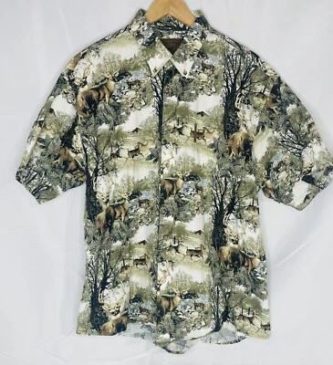 Camisa North River XL abotonada para hombre ciervo alce caza manga corta Foto 1 de 4