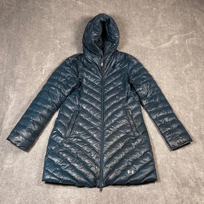 Under Armour Parka Infrared Coldgear Infrared Hooded Puffer Coat Navy Women's M - Image 1 of 4