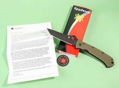 Spyderco Lum Liner Lock Tanto Knife OD Green G-10 (3.9" Black M390) C46GPODBK - Image 1 of 4