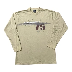 Camiseta vintage Oakley beige manga larga deletreada logotipo corte y costura grande para hombre - Imagen 1 de 12