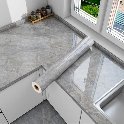 BORNA_DERO Gray Marble Counter Paper for kitchen Granite Peel and stick Wallpaper -XLY