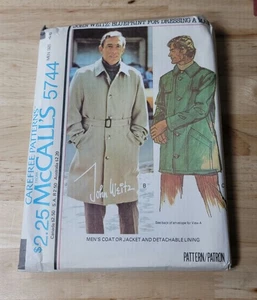 McCalls Sewing Pattern MENS COAT OR JACKET #5744 Size: 46 UNCUT ©1977 - Picture 1 of 2