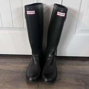 Hunter Women's Original Tall Waterproof Rain Boot, Matte Black, Size 11 - Picture 1 of 7