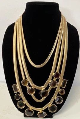 Rare*Kenneth Cole New York 4-Strand Glass Stone (Fall Colors) Statement Necklace - Image 1 of 4