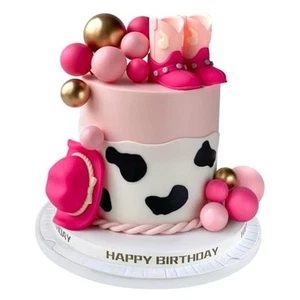 16PCS Cowgirl Cake Topper Cowgirl Hat and Boot Balls Cake Decorations Pink - Picture 1 of 7