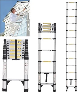 Telescopic Ladder 5.0 m, Extendable Steps, Aluminium Extendable Ladder - Picture 1 of 5