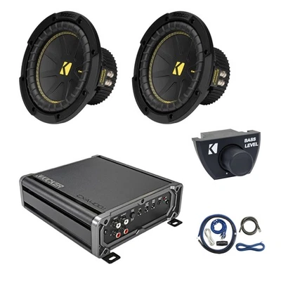 Kicker CXA400.1 400W Mono Car Amplifier w/Kit, Remote, 8" 400W DVC Subwoofer - Image 1 of 4