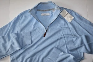 Tommy Bahama Coolside Half Zip Sweater Sweatshirt Chambray Blue New Medium M - Picture 1 of 4