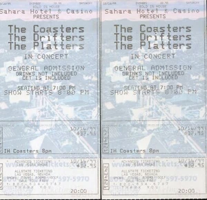 THE SOTTOBICCHIERI, THE DRIFTERS, & THE PLATTERS 2 BIGLIETTI 16/10/99 (W913) - Foto 1 di 2