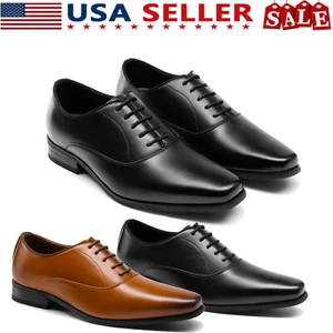 Men's Classic Dress Shoes Bussiness Formal Oxfords Lace Up Soft Plain-Toe Shoes - Picture 1 of 10