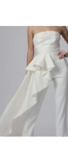 JAY GODFREY Sky Jumpsuit Strapless Ruffle In White Size 12 NWT