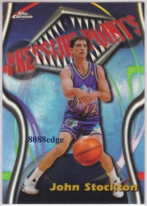 1997-98 TOPPS CHROME SEASON'S BEST REFRACTOR: JOHN STOCKTON #4 UTAH JAZZ HOF - Picture 1 of 1
