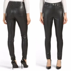 Pantaloni donna 7 For All Mankind neri ecopelle vita alta 7FAMK taglia small - Foto 1 di 13