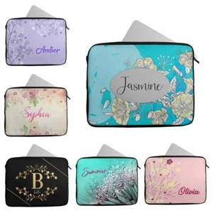 Personalised Any Name Floral Design Laptop Case Sleeve Tablet Bag 623 - Picture 1 of 12