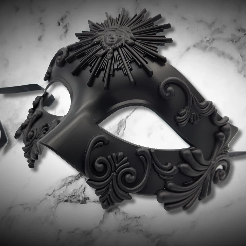 Máscara facial negra griega romana fiesta baile festival ojos disfraz mujer EDC Foto 1 de 2