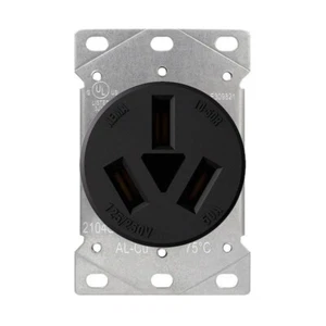 ELEGRP 50 Amp 125/250V NEMA 10-50R Flush Mount Non-Grounding Power Outlet 3-Pole - Picture 1 of 15