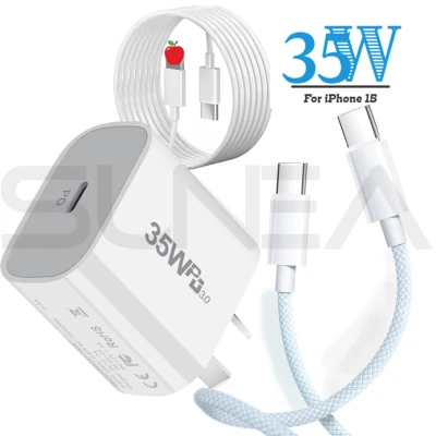 USB C Wall Charger Fast Power Adapter Type C To C Cable For iPhone 15 14 13 35W - image 1 of 4