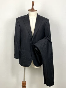 Corneliani Men's Schurwolle Extrafine Excelsior Formal Solid Black Suit Size 54R - Picture 1 of 24