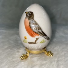 Goebel West Germany Ninth Edition(1986) Annual Egg Red Robin gold stand
