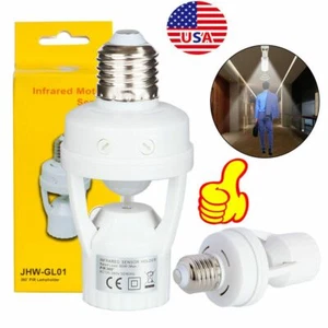 E26/E27 Motion Sensor PIR Infrared LED Light Lamp Bulb Holder Dimmable Socket US - Picture 1 of 12