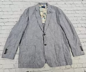 Roundtree Yorke Caribbean Blues Sport Coat Jacket Blazer Linen Gray MENS SZ XL - Picture 1 of 8