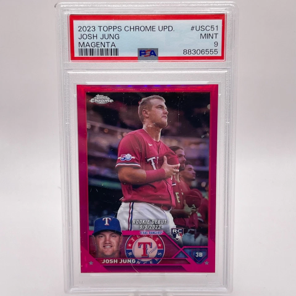 2023 TOPPS CHROME UPDATE JOSH JUNG RC ROOKIE MAGENTA REF PSA 9 #USC51 TEXAS ⚾️ - Image 1 of 4