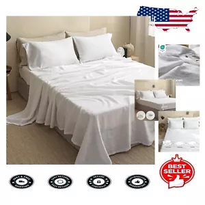 Luxurious 100% Natural Linen King Size Sheets Set - 6 Pcs, Breathable & Durable - Picture 1 of 10