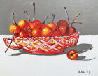 Red Cherry 2, Original Acrylic Painting, Fruit, Signed, Art, 14X11 Inch