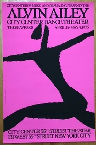 Póster raro de Fuscia de teatro de danza original de Alvin Ailey City Center de 1975 - Imagen 1 de 1