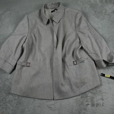 Blazer Alex Marie Mujer 24W Gris Mezcla Lino Profesional Nuevo Con Etiquetas Foto 1 de 4