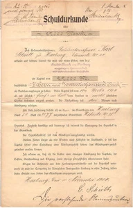 Schuldurkunde Preussisches Amtsgericht zu Hamburg von 1904 - Bild 1 von 2