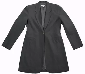 SUSSAN grey lightweight pinstripe lined one button coat long jacket 10 as new! - Picture 1 of 8