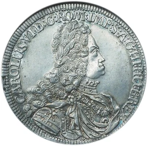 1734 Austria Karl VI Thaler AU58 NGC - Full Mint Luster & Bright White - Picture 1 of 5