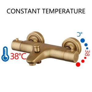 Valvola doccia termostatica vasca bagno ottone antico montaggio a parete 2 maniglie miscelatore - Foto 1 di 8