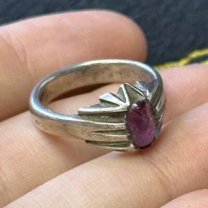 ANCIENT ROMAN STYLE SILVER SEMI PRECIOUS STONE RING - Picture 1 of 8