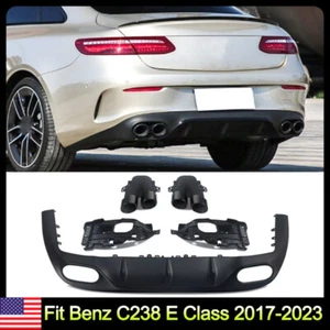 Rear Bumper Diffuser Lip Chin Spoiler W/Tailpipe Tips For Benz C238 E400 E500 - Picture 1 of 16
