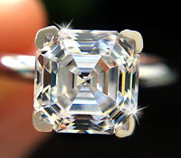 1 ct Asscher Ring Brilliant CZ Imitation Moissanite Simulant S Silver Size 9 1 ct Asscher Ring Brilliant CZ Imitation Moissanite Simulant S Silver Size 9