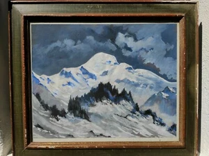 PEINTURE IMPRESSIONNISTE PAYSAGE MONTAGNE ENNEIGÉE M.BATIER 1950.LANDSCAPE  - Imagen 1 de 8