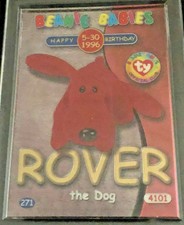 TY BEANIE BABIES CARD S2 GOLD B'DAY ROVER, #27/100,1999, MINT IN HOLDER