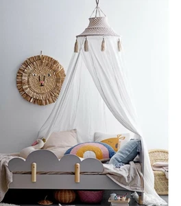 Vintage Boho Natural Macrame Cotton Gauze Bed Canopy