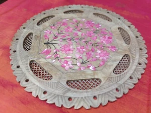 Placa de mármol con incrustación floral Pietra Dura piedras semipreciosas escultura vintage E - Imagen 1 de 7