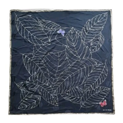 Bufanda de seda Hanae Mori hojas mariposa 35' #A Foto 1 de 4