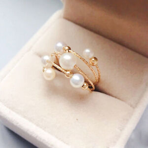 Natural Pearl Rings 14K Gold Filled Baroque Knuckle Ring Jewelry Rings for Women