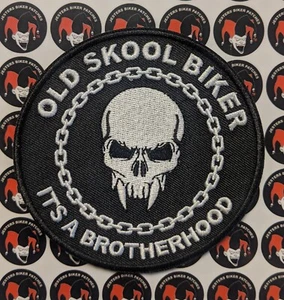Old Skool Biker Bruderschaft Oldschool Totenkopf bestickt Biker Patch - Bild 1 von 1