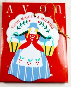 Adorno de metal vintage Avon Doce 12 días de Navidad *Ocho criadas un ordeño * - Imagen 1 de 4
