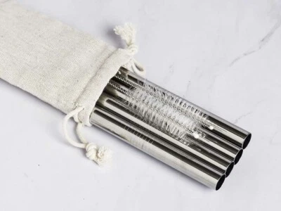 Extra Wide Boba Smoothie Straws Stainless Steel 8.5 Inches Long with Pointed End Foto 1 de 4