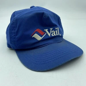 Vintage 80's Vail Colorado Ski Resort Blue Adjustable Hat - Picture 1 of 4
