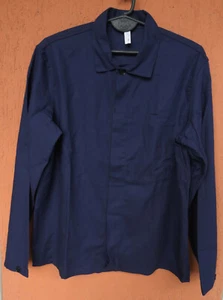 Vintage 80s French Work Jacket Chore Coat Indigo Blue Workwear Boho Urban (M) - Picture 1 of 12