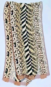 Designer Silk Scarf Oblong 52x11" Adrienne Vittadini Animal Markings Stripes - Picture 1 of 5